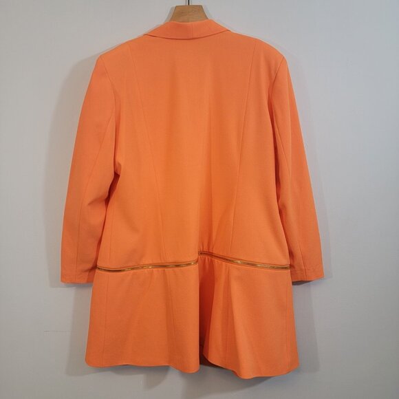 MetroStyle Blazer Bright Orange Jacket Sz 16 Lined Zip Around Adjustable - Picture 5 of 7
